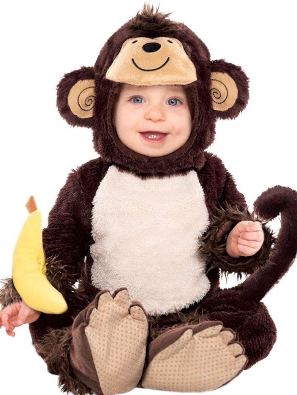 🐒 Baby Monkey Halloween Costume 12–24M | Infant Baby Costume + Banana